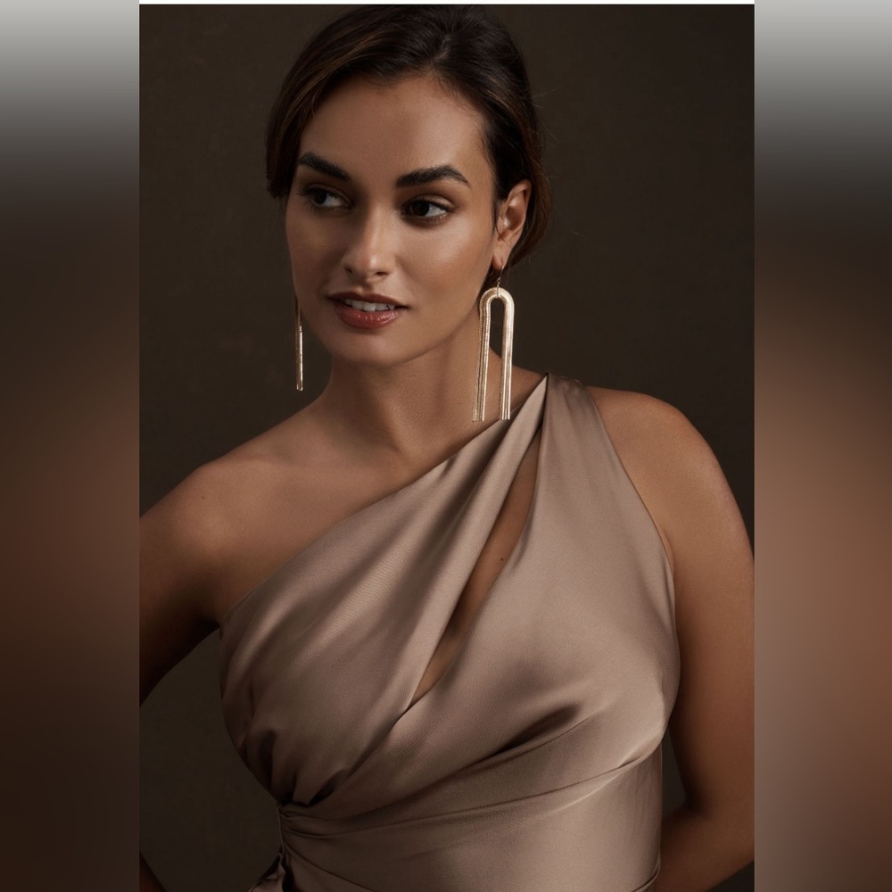 BHLDN midi Dress x Carly Cushnie by sold by Anthropologie Color:Bronze Size 10 - Picture 3 of 5